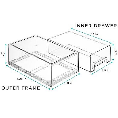 Sorbus 6 Pack Medium Clear Stackable Refrigerator Drawers with Handle - for Kitchen, Freezer & More