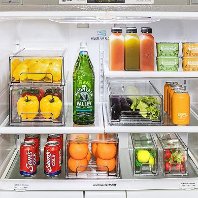 Sorbus 6 Pack Medium Clear Stackable Refrigerator Drawers with Handle - for Kitchen, Freezer & More