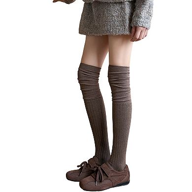 Women's Knee High Ribbed Socks Soft Stretch Knit Slouchy Style Comfortable Single Pair Fashion Sock