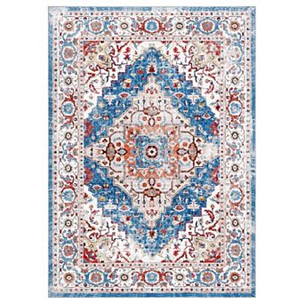 Vintage Boho Floral Low-Pile Stain Resistant Non-Slip Rug
