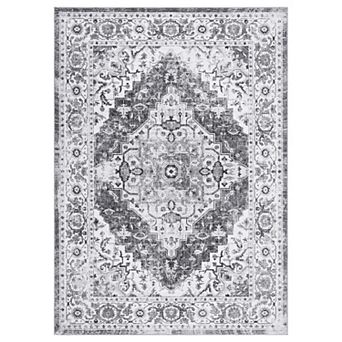 Vintage Boho Floral Low-Pile Stain Resistant Non-Slip Rug