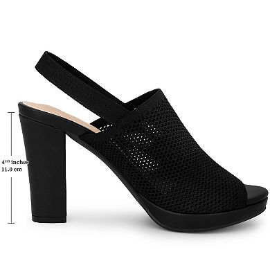 Women's Chunky Heels Peep Toe Slingback Platform Heels Sandals