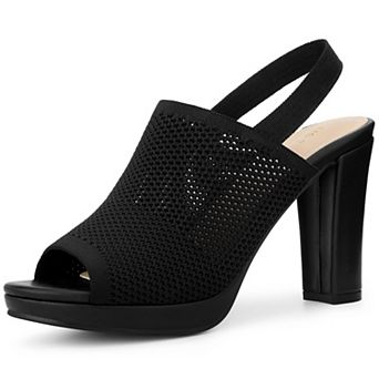 Women's Chunky Heels Peep Toe Slingback Platform Heels Sandals