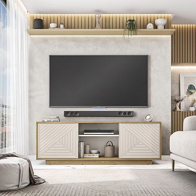 GOODSILO Modern TV Stand for Large Screens with Spacious Storage Cabinets