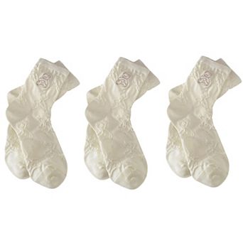 Women's 3-Pair Crew Sock Set Teddy Bear Textured Knit Soft Stretch Comfortable Everyday Socks