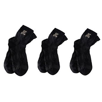 Women's 3-Pair Crew Sock Set Teddy Bear Textured Knit Soft Stretch Comfortable Everyday Socks