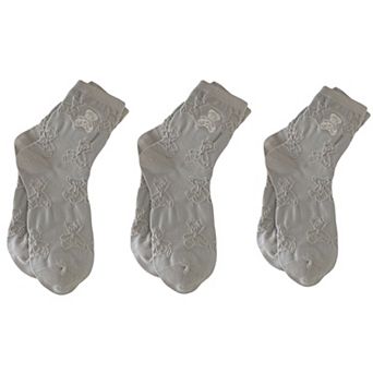 Women's 3-Pair Crew Sock Set Teddy Bear Textured Knit Soft Stretch Comfortable Everyday Socks