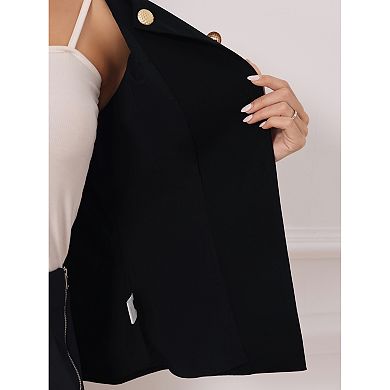 Women's Suit Vest Tops Work Sleeveless Button Down Blazer Waistcoat