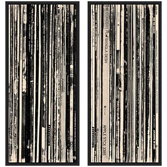33 RPM Black and White Panel No. 1 & 2 2 pc Framed Canvas Wall Art Set by Robert Cadloff