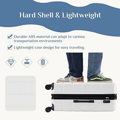 3-Piece ABS Hard Shell Suitcase Set with Spinner Wheels, TSA Lock, Expandable