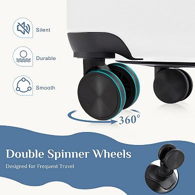 3-Piece ABS Hard Shell Suitcase Set with Spinner Wheels, TSA Lock, Expandable