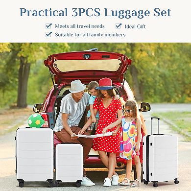 3-Piece ABS Hard Shell Suitcase Set with Spinner Wheels, TSA Lock, Expandable