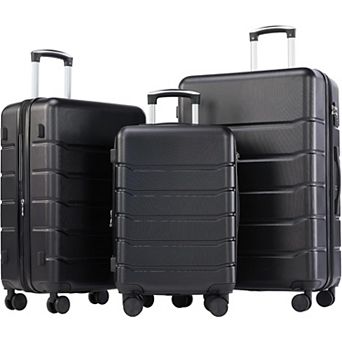 3 pc ABS Hard Shell Suitcase Set with Spinner Wheels, TSA Lock, Expandable