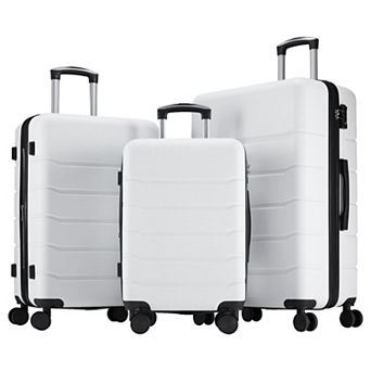 3 pc ABS Hard Shell Suitcase Set with Spinner Wheels, TSA Lock, Expandable