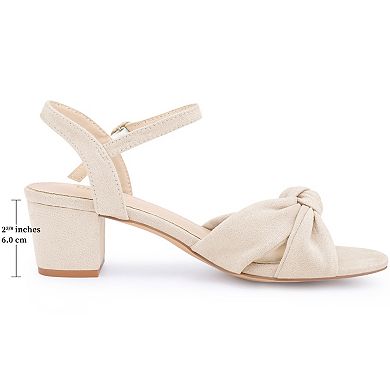 Women's Bow Knot Chunky Heel Slingback Strap Sandals