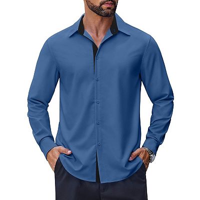 cheap casual dress shirts COOFANDY Mens Casual Dress Shirt Wrinkle Free Long Sleeve Soft Button Down  Shirts Party Wedding