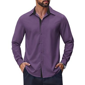 COOFANDY Mens Casual Dress Shirt Wrinkle Free Long Sleeve Soft Button Down Shirts Party Wedding