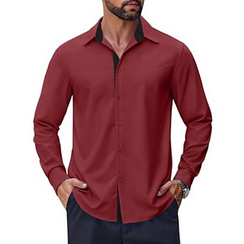 COOFANDY Mens Casual Dress Shirt Wrinkle Free Long Sleeve Soft Button Down Shirts Party Wedding