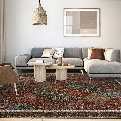 Medallion Area Rug Machine Washable Non Slip Non Shedding Stain Resistant Floor Cover for Bedroom
