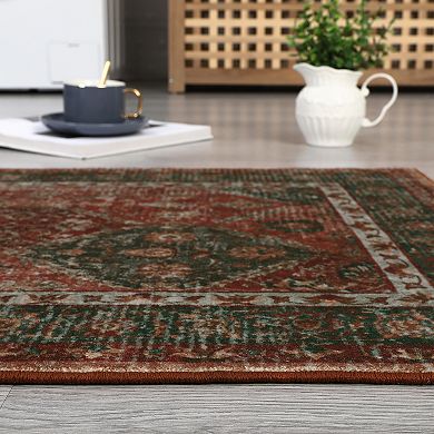 Medallion Area Rug Machine Washable Non Slip Non Shedding Stain Resistant Floor Cover for Bedroom