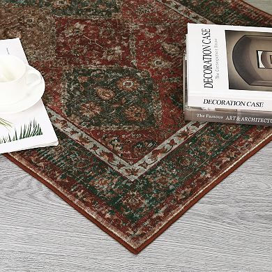 Medallion Area Rug Machine Washable Non Slip Non Shedding Stain Resistant Floor Cover for Bedroom