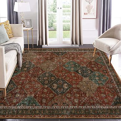 Medallion Area Rug Machine Washable Non Slip Non Shedding Stain Resistant Floor Cover for Bedroom