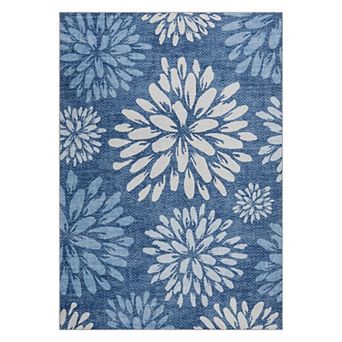 Modern Floral Print Low-Pile Durable Non-Slip Rug