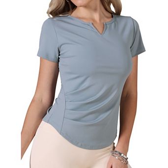 Elastic Workout Tops for Women Short Sleeve Running Gym Athletic Shirts Crewneck Quick Dry Tshirts