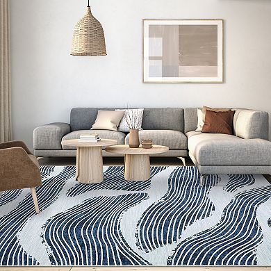 Contemporary Area Rug Machine Washable Low Pile Pet Friendly Foldable Carpet for Bathroom Entrance