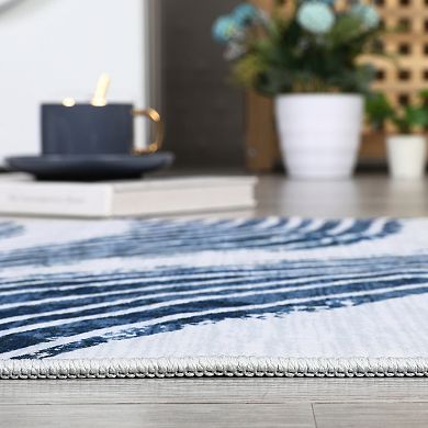 Contemporary Area Rug Machine Washable Low Pile Pet Friendly Foldable Carpet for Bathroom Entrance