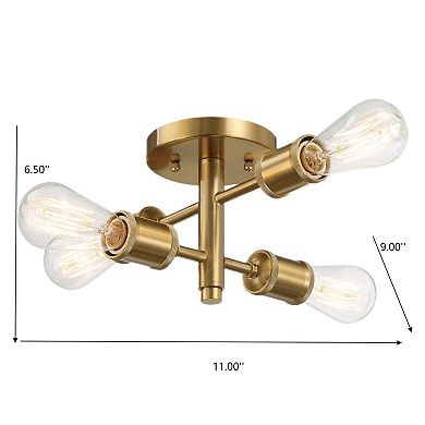 ELEMENT ACE Four-Light Semi Flush Mount Vintage Ceiling Pendant Fixture