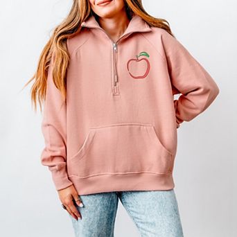 Embroidered Apple - Women's Quarter Zip Fleece Graphic Sweatshirt