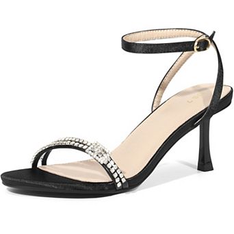 Women's Open Toe Rhinestone Strap Stiletto Heel Sandals