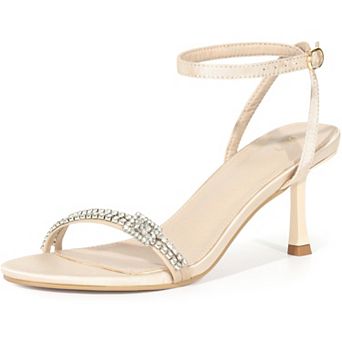 Women's Open Toe Rhinestone Strap Stiletto Heel Sandals