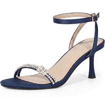 Women's Open Toe Rhinestone Strap Stiletto Heel Sandals