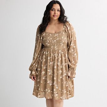 Juniors' Plus Size Mary & Mo Long Sleeve Dress