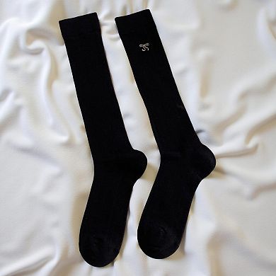 Women's Ribbed Knit Knee High Socks 4 Pair Set Soft Stretch Minimal Logo Tall Socks