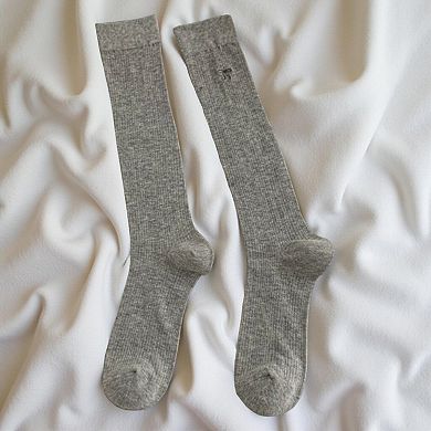 Women's Ribbed Knit Knee High Socks 4 Pair Set Soft Stretch Minimal Logo Tall Socks