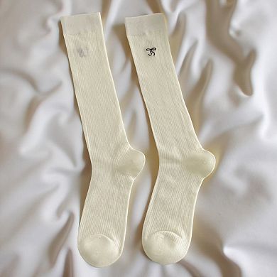 Women's Ribbed Knit Knee High Socks 4 Pair Set Soft Stretch Minimal Logo Tall Socks