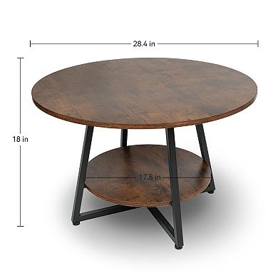 2-Tier Round Coffee Table with Storage for Modern Living Room