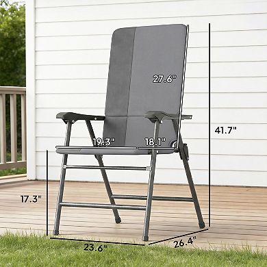Outsunny Folding Patio Chairs, Padded High Back Lawn Chairs,