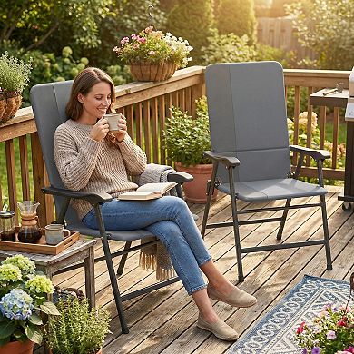 Outsunny Folding Patio Chairs, Padded High Back Lawn Chairs,