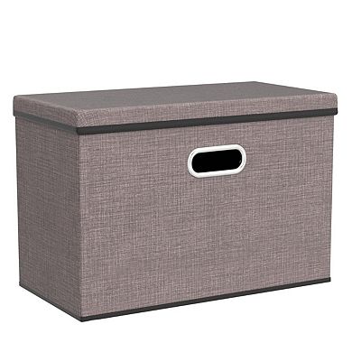 3-Pack Foldable Storage Bins with Lids - Durable Linen, Space-Saving, Reinforced