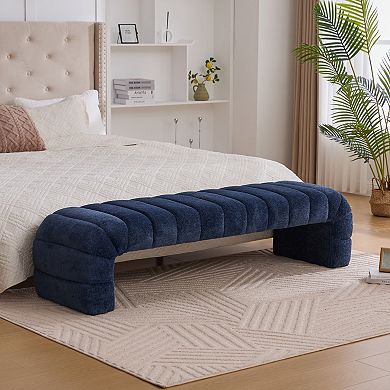 GOODSILO Modern Upholstered Armless Bed Bench with Channel Tufted Design