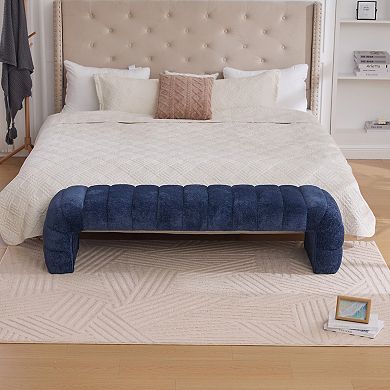 GOODSILO Modern Upholstered Armless Bed Bench with Channel Tufted Design