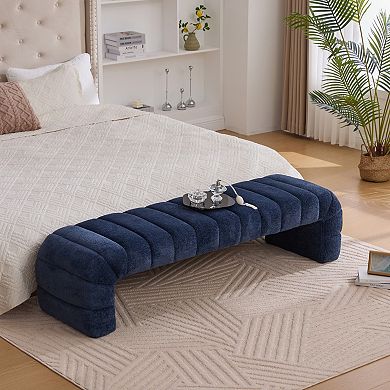 GOODSILO Modern Upholstered Armless Bed Bench with Channel Tufted Design