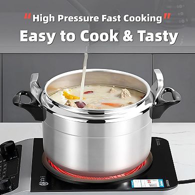 3.17qt Aluminum Stovetop Pressure Cooker Secure Lock One-Hand Compatible
