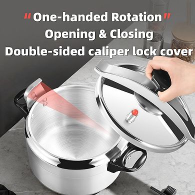 3.17qt Aluminum Stovetop Pressure Cooker Secure Lock One-Hand Compatible