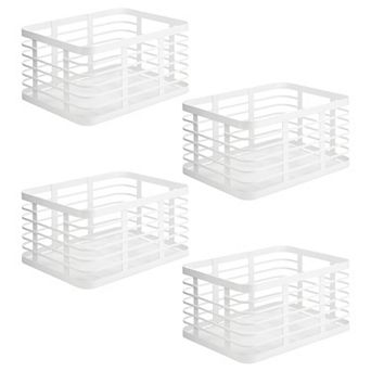Metal Pantry Basket with Handles - Set of 4 - Matte White