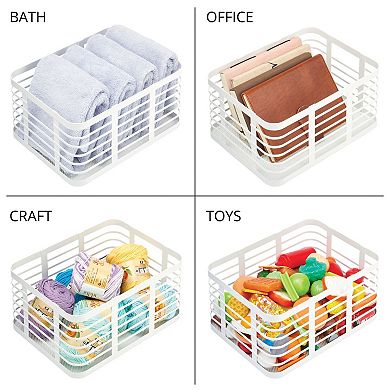 Metal Pantry Basket with Handles - Set of 4 - Matte White